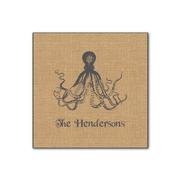 Custom Octopus & Burlap Print Wood Print - 12x12 (Personalized)