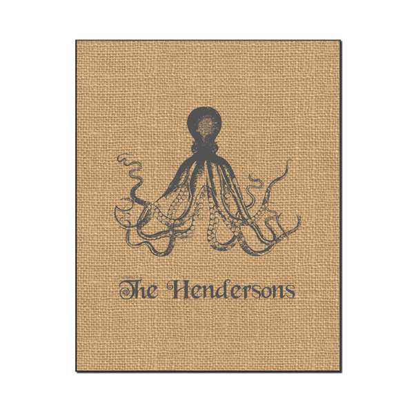 Custom Octopus & Burlap Print Wood Print - 16x20 (Personalized)