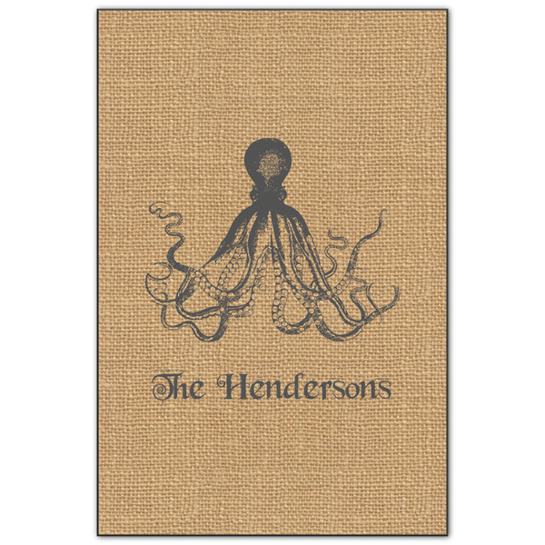 Custom Octopus & Burlap Print Wood Print - 20x30 (Personalized)