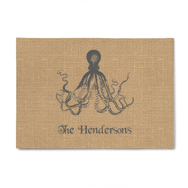 Custom Octopus & Burlap Print 4' x 6' Indoor Area Rug (Personalized)