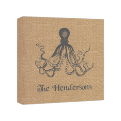 Octopus & Burlap Print Canvas Print - 8x8 (Personalized)