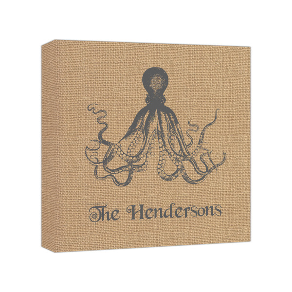 Custom Octopus & Burlap Print Canvas Print - 8x8 (Personalized)