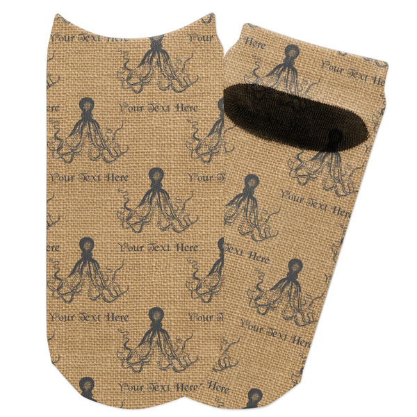 Custom Octopus & Burlap Print Adult Ankle Socks (Personalized)