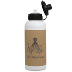 Octopus & Burlap Print Water Bottles - Aluminum - 20 oz - White (Personalized)