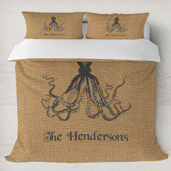 Octopus & Burlap Print Duvet Cover Set - King (Personalized)