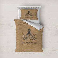 Octopus & Burlap Print Duvet Cover Set - Twin (Personalized)