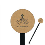 Octopus & Burlap Print 7" Round Plastic Stir Sticks - Black - Double Sided (Personalized)