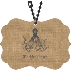 Octopus & Burlap Print Rear View Mirror Decor (Personalized)