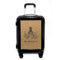 Octopus & Burlap Print Carry On Hard Shell Suitcase (Personalized)