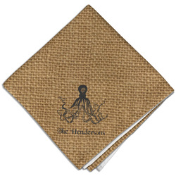 Octopus & Burlap Print Cloth Dinner Napkin - Single w/ Name or Text