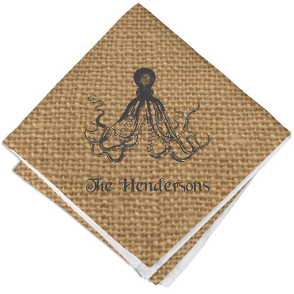 Custom Octopus & Burlap Print Cloth Napkin w/ Name or Text