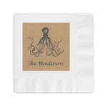 Octopus & Burlap Print Coined Cocktail Napkins (Personalized)