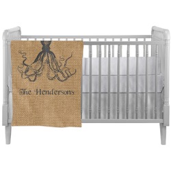 Octopus & Burlap Print Crib Comforter / Quilt (Personalized)