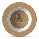 Octopus & Burlap Print Plastic Bowl - Microwave Safe - Composite Polymer (Personalized)