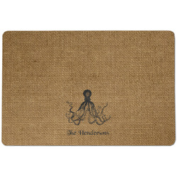 Octopus & Burlap Print Dog Food Mat w/ Name or Text