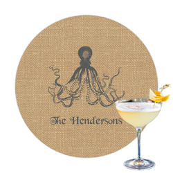 Octopus & Burlap Print Printed Drink Topper (Personalized)