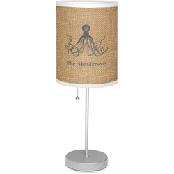 Octopus & Burlap Print 7" Drum Lamp with Shade Linen (Personalized)