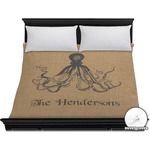 Octopus & Burlap Print Duvet Cover - King (Personalized)