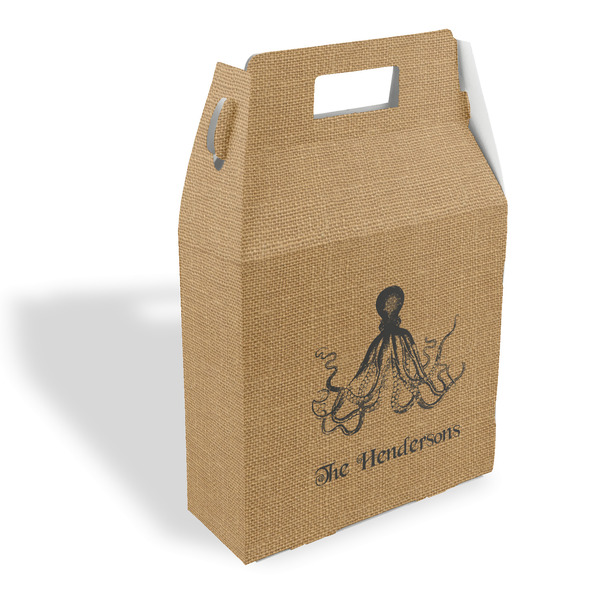 Custom Octopus & Burlap Print Gable Favor Box (Personalized)