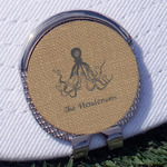 Octopus & Burlap Print Golf Ball Marker - Hat Clip