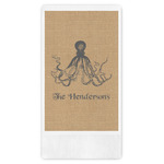 Octopus & Burlap Print Guest Towels - Full Color (Personalized)