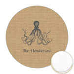 Octopus & Burlap Print Printed Cookie Topper - 2.5" (Personalized)