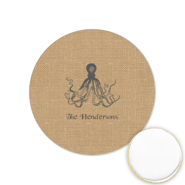 Custom Octopus & Burlap Print Printed Cookie Topper - 1.25" (Personalized)