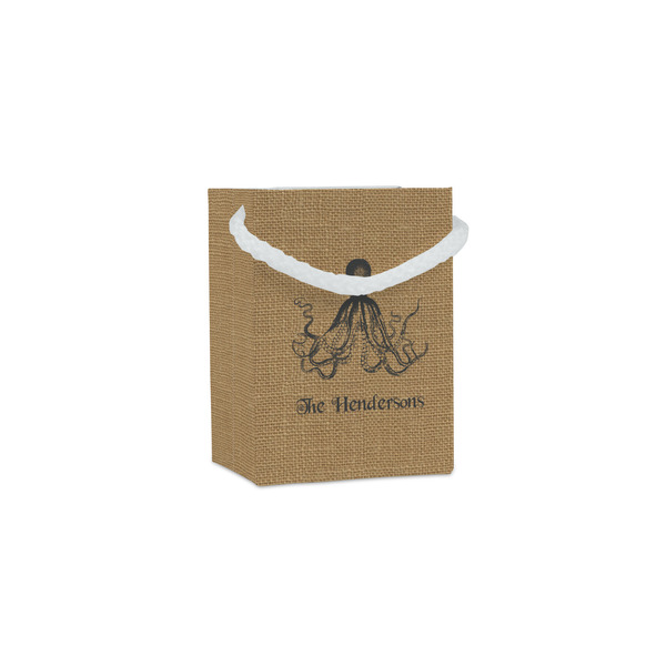 Custom Octopus & Burlap Print Jewelry Gift Bags - Gloss (Personalized)