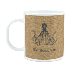 Octopus & Burlap Print Plastic Kids Mug (Personalized)