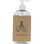 Octopus & Burlap Print Plastic Soap / Lotion Dispenser (16 oz - Large - White) (Personalized)