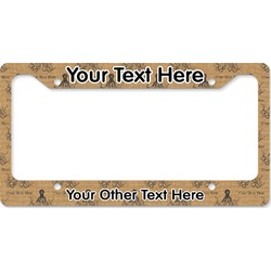 Octopus & Burlap Print License Plate Frame - Style B (Personalized)