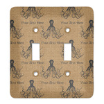 Octopus & Burlap Print Light Switch Cover (2 Toggle Plate) (Personalized)