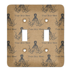 Octopus & Burlap Print Light Switch Cover (2 Toggle Plate) (Personalized)