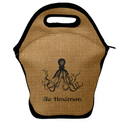 Octopus & Burlap Print Lunch Bag w/ Name or Text
