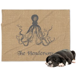 Octopus & Burlap Print Dog Blanket (Personalized)
