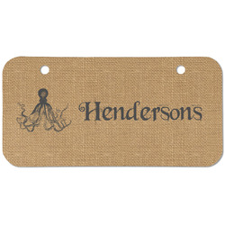 Octopus & Burlap Print Mini/Bicycle License Plate (2 Holes) (Personalized)