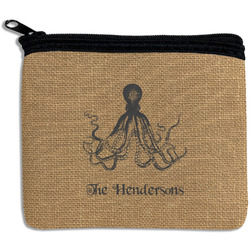 Octopus & Burlap Print Rectangular Coin Purse (Personalized)