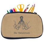 Octopus & Burlap Print Neoprene Pencil Case - Medium w/ Name or Text