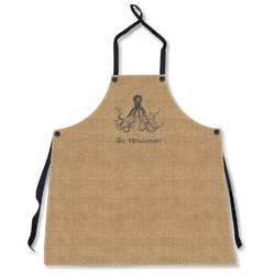 Octopus & Burlap Print Apron Without Pockets w/ Name or Text