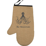 Octopus & Burlap Print Left Oven Mitt (Personalized)