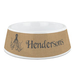 Octopus & Burlap Print Plastic Dog Bowl (Personalized)