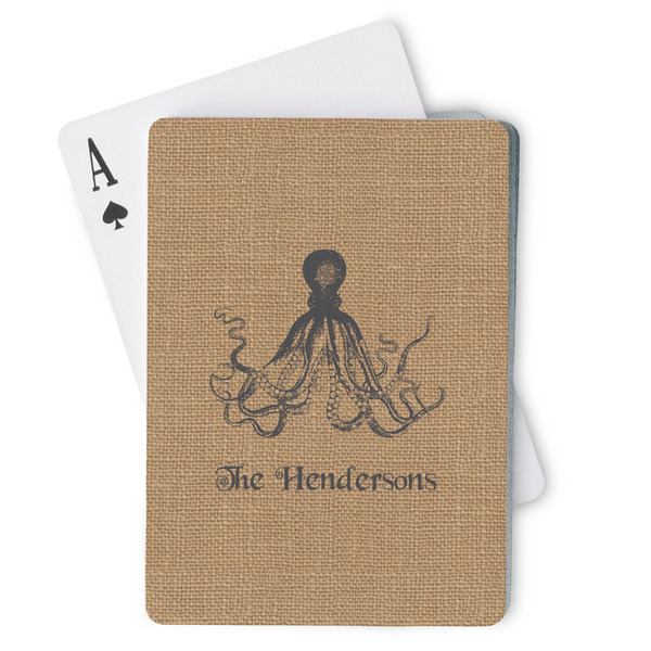 Custom Octopus & Burlap Print Playing Cards (Personalized)