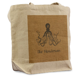 Octopus & Burlap Print Reusable Cotton Grocery Bag (Personalized)