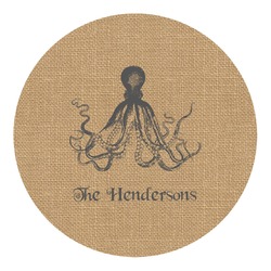 Octopus & Burlap Print Round Decal - Large (Personalized)