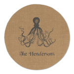 Octopus & Burlap Print Round Linen Placemat - Single Sided (Personalized)