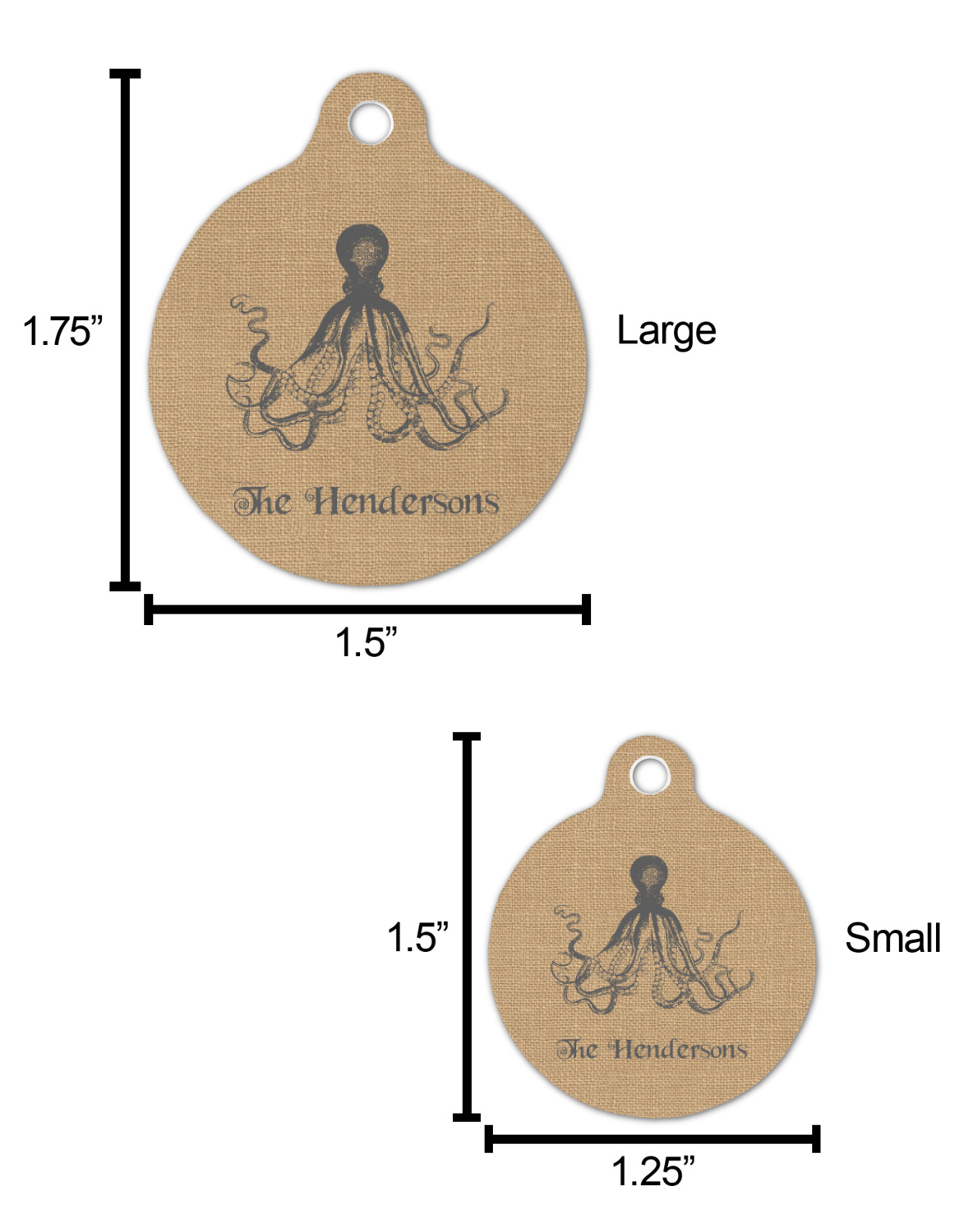 Custom Octopus & Burlap Print Bone Shaped Dog Food Mat (Personalized)