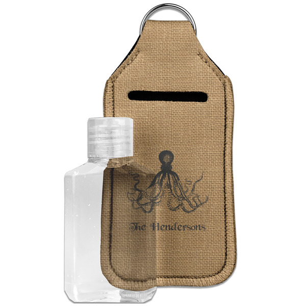 Custom Octopus & Burlap Print Hand Sanitizer & Keychain Holder - Large (Personalized)