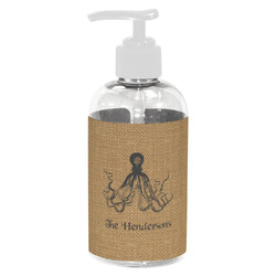 Octopus & Burlap Print Plastic Soap / Lotion Dispenser (8 oz - Small - White) (Personalized)