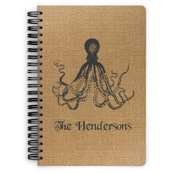 Octopus & Burlap Print Spiral Notebook - 7x10 w/ Name or Text