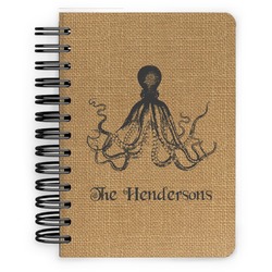 Octopus & Burlap Print Spiral Notebook - 5x7 w/ Name or Text